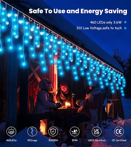 Уличная гирлянда, Уличные Рождественские Огни Сульки, 460Led 17,5 М/57 - фото 2