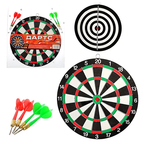 Дартс двухсторонний MS 0095 12", дротики с иглой 4шт, в слюде (6903120716018) - фото 1