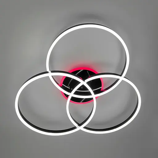 Светодиодная черная люстра на 3 кольца 77х80 см с пультом и RGB-подсветкой Line F Арт. A55067 3A RGB BR BK - фото 1