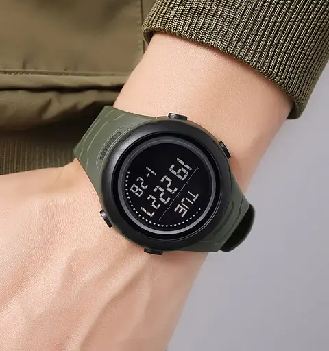 Годинник чоловічий наручний спортивний Skmei 2166 Compass з компасом і крокоміром (Зелений з чорним) - фото 5