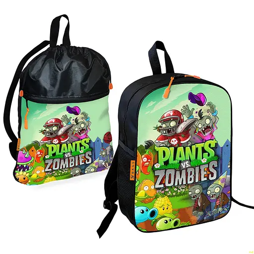 Шкільний рюкзак дитячий Рослини проти зомбі + Сумка для взуття спортивної форми рюкзак-мішок хлопчику (01814)
