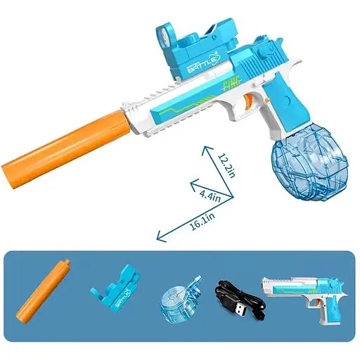 Водяний пістолет Desert Eacle 2 в 1 із резервуаром для води 425 мл cиній - фото 5