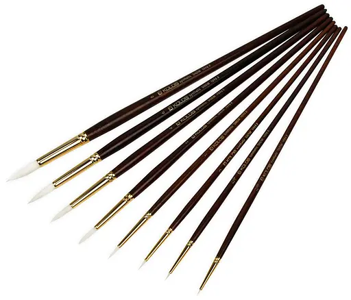 Пензель синтетика кругла Snow 1098R №000 довга ручка Kolos - фото 2