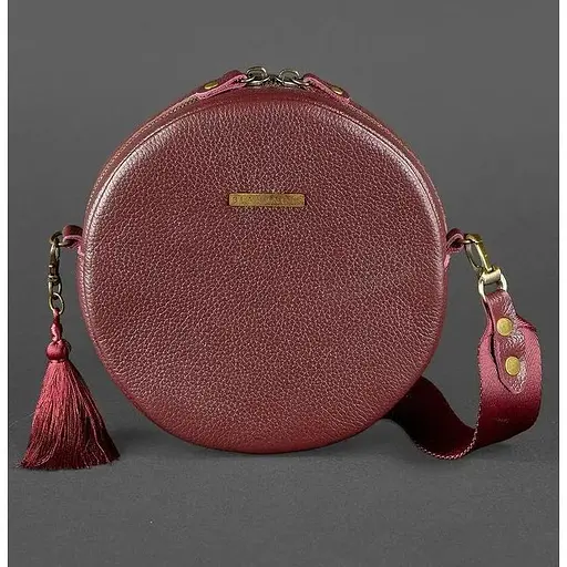 Кругла жіноча шкіряна сумочка Tablet Марсала - фото 1