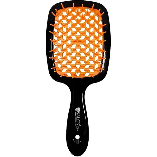 Щітка для волосся Salon Professional SP0099 SL масажна, продувна 20 см чорна з оранжевим - фото 1
