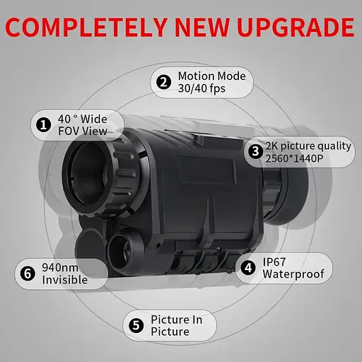Комплект - монокуляр ночного видения NVG30 Wi-Fi 940nm + шлем (ABS-пластик) + крепления (Черный) - фото 3