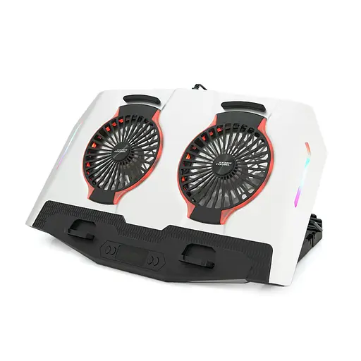 Підставка для ноутбука IceCoorel N9, 10-18", 2*125mm 1400±10% RPM, корпус пластик+алюміній, 2xUSB 2.0 + LCD display, 461x298x52mm, Silver, Box, Q8 - фото 5