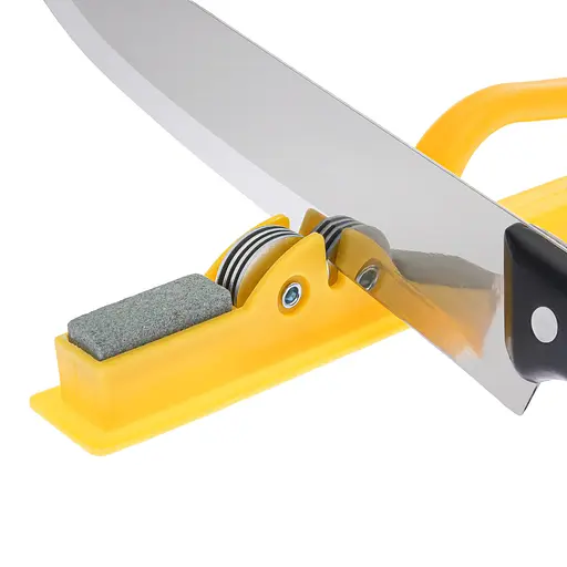 Стругачка для кухонних ножів ручна механічна пластикова зі стругачним каменем, Kitchen Master Бежевий 86763 - фото 6