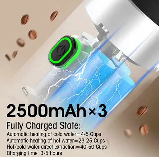 Портативная USB-кофеварка 3-в-1 для эспрессо, капсул и молотого кофе – компактная, беспроводная, с подогревом - фото 8