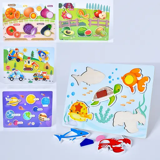 Дерев’яна іграшка Рамка-вкладиш пазли, 30x22.5x1.5 см (В асортименті) - фото 2