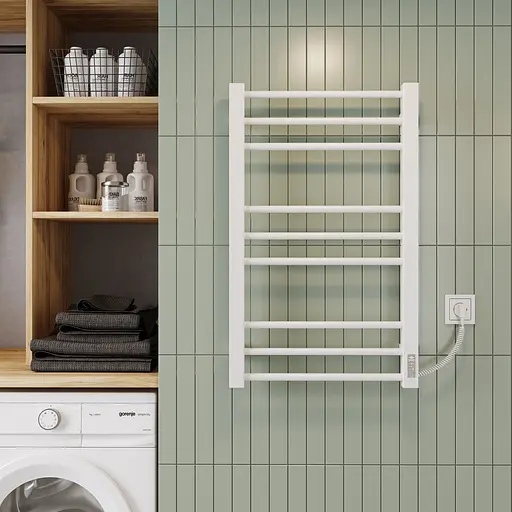 Электрический полотенцесушитель Kosser Стэп 1200x500 EL тайм. белый ДСТ04ELW, Белый матовый, Левое - фото 3