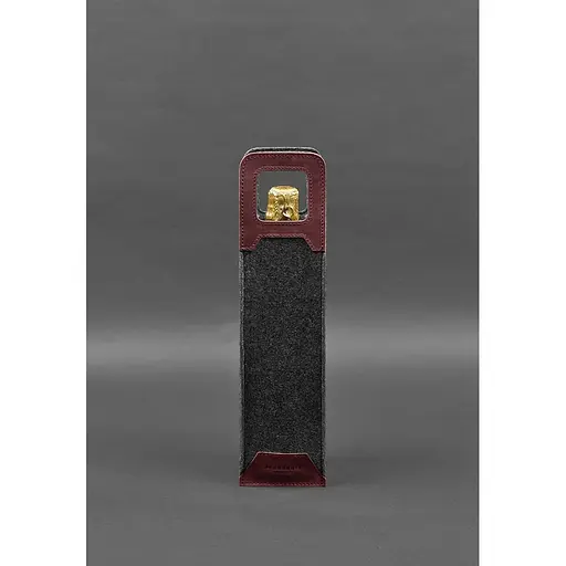 Чехол для вина BlankNote Crazy Horse 1.0 из фетра с кожаными вставками бордовый - фото 4