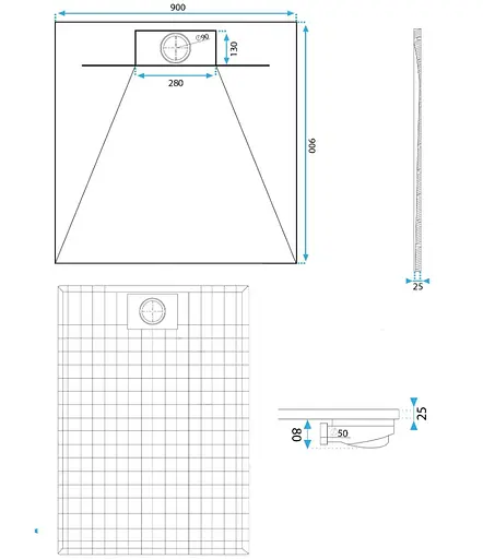 Душовий піддон Rea Bazalt 90x90 carrara black REA-K7003 Мармур - фото 6