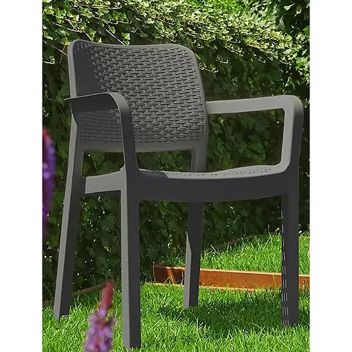 Стул садовый пластиковый Allibert Samanna серый - фото 3