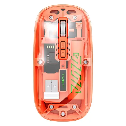 Компьютерная мышь T-WOLF X11 бездротова, безшумна з акумулятором 2,4G+Bluetooth Orange