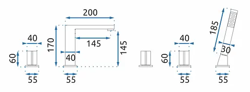 Смеситель для ванны Rea Icon на борт ванны black matt REA-B3622 Черный матовый - фото 6