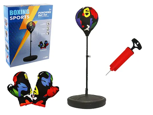 Боксерський набір, груша 24 см, металева стійка 121 см, 2 рукавички 22 см, насос