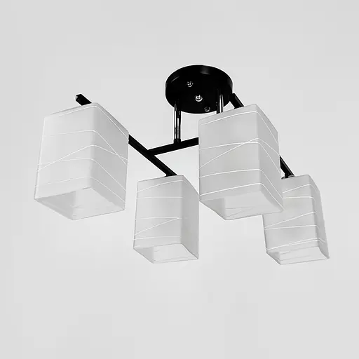 Прямокутний плафонний світильник на 4 лампи в чорному корпусі 43х29 см | Арт. 6944/4 BK+CH | Line F - фото 1