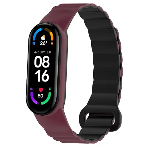 Ремешок Dual-color Magnetic для Xiaomi Mi Band 7/6/5/4/3 Plum/Black