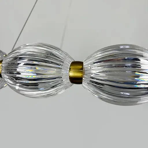 Led люстра з прозорими рельєфними кульками у латунному кільцевому корпусі Ø 68 см | Line F | Арт. MJ343-680 AB+CL - фото 4