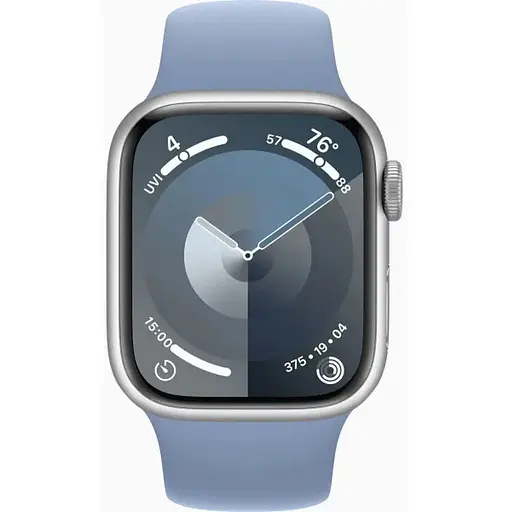 Apple Watch Series 9 GPS 41mm Silver Aluminium with Storm Blue Sport Band S/M MR903 - фото 2
