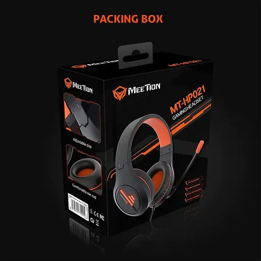 Дротова гарнітура MeeTion Gaming Backlit MT-HP021, USB, 3.5mm, 1.8m, black-orange - фото 4