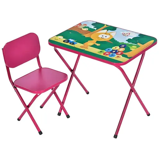 Детский столик Bambi Кот M 5968-8 складной со стульчиком цифры