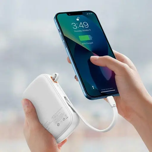 Зовнішній акумулятор Baseus Qpow 20 W 20000 mAh PPQD-H02 вбудований Lightning кабель Білий - фото 3
