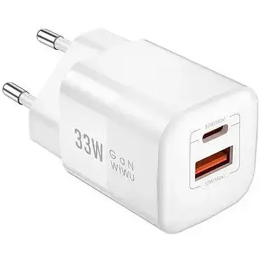 Зарядний адаптер блок живлення Wiwu Wi-U008 33 W Wall charger євровилка білий - фото 1