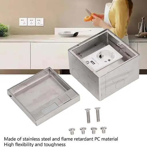 Утопленная невидимая напольная гнезетка, встроенная врез из нержавеющей стали европейский стандарт, плоская USB-разъем - фото 6