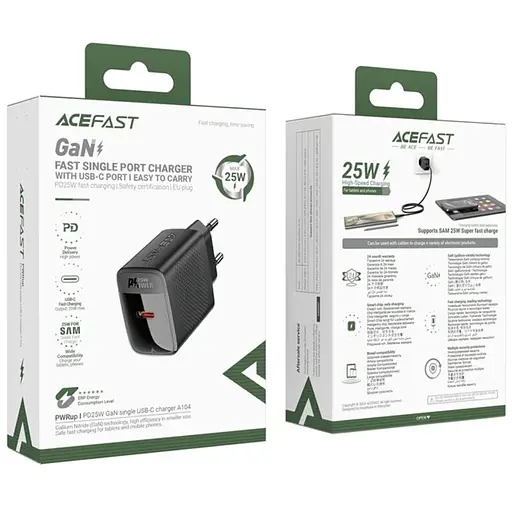 МЗП Acefast A104 GaN PD25W (1USB-C) Black - фото 4