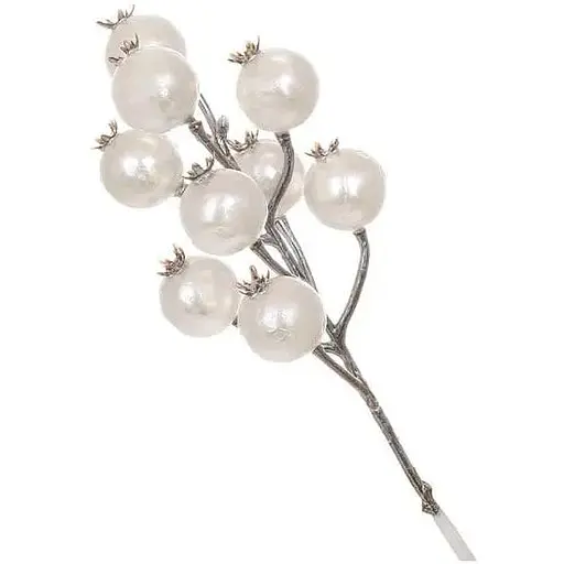 Искусственная ветка 32 см Декоративные материалы для декора и флористики с перламутром Белый - фото 1