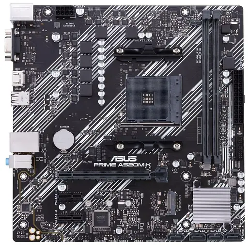 Материнская плата ASUS PRIME A520M-K (Prime A520M-K) (Socket AM4, AMD A520, Micro-ATX) - фото 1