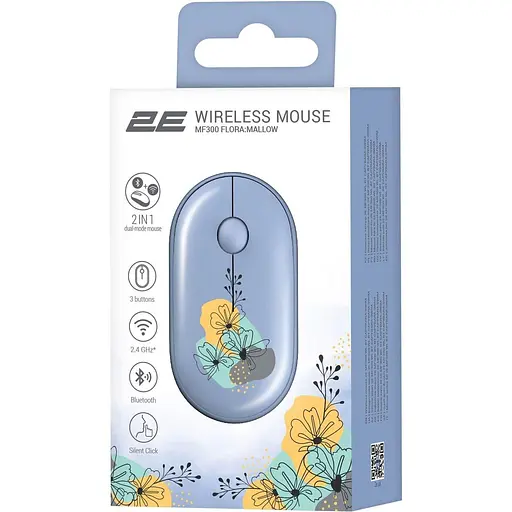 Бездротова миша 2E MF300 FLORA:MALLOW Silent WL BT, синій (2E-MF300WFLORABL) - фото 2