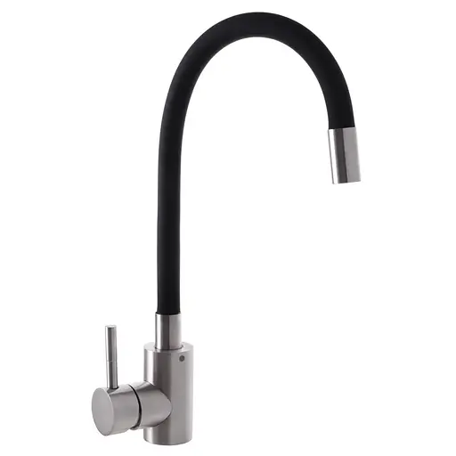 Смеситель для кухни Mixxus SUS 011 с силиконовым изливом black SS2798 Нержавеющая сталь - фото 1