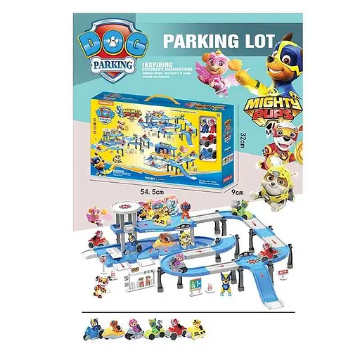 Трек-парковка Мега Герой, 2 щенка, 2 машинки, 553-389A - фото 2