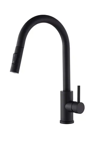 Смеситель для кухни VBI Flusso с выдвижным изливом black VBI-055000BL Черный матовый - фото 1