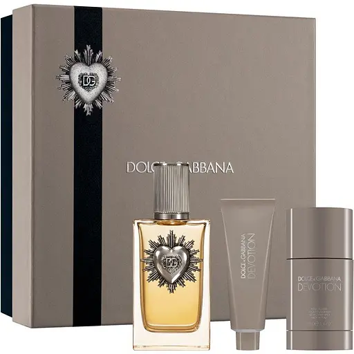 Набор Dolce & Gabbana Devotion Pour Homme 100 мл парфюмированная вода, 50 мл гель для душа, 75 мл дезодорант - фото 1