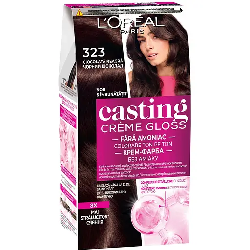 Краска-уход для волос L'Oreal Paris Casting Creme Gloss тон 323 черный шоколад без аммиака 120 мл (A5776376)