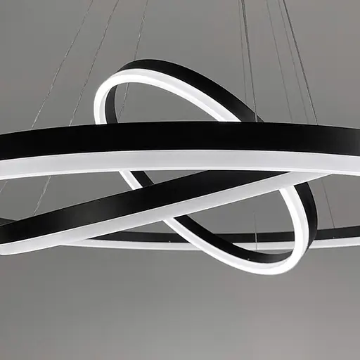 LED люстра на три кольца в черном каркасе 60+40+20 см Ст. G 68-600+400+200 BK Line F - фото 3