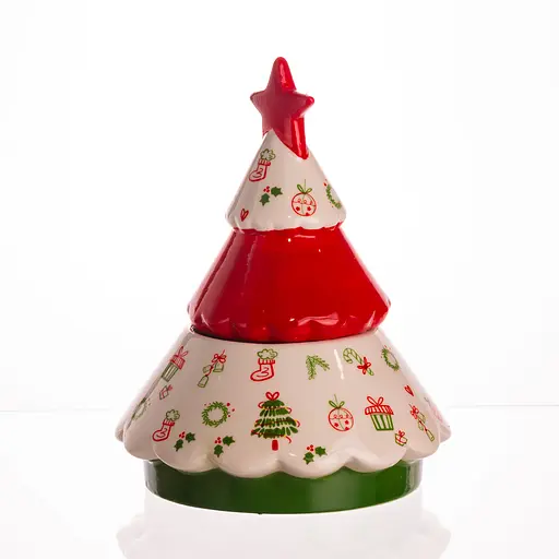 Цукерниця новорічна Yiwu порцелянова Ялинка Ø15 (см) ваза цукерниця CR-1-21 - фото 4