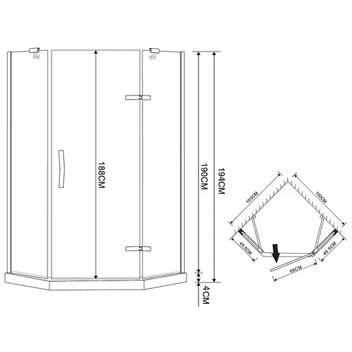 Душевая кабина Eger Stefani 100x100 на низком поддоне 599-535-100, прозрачный, хром - фото 3