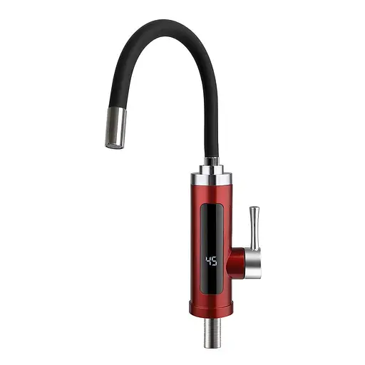 Проточный водонагреватель для кухни гибкий излив датчик температуры 3,3 кВт красный Wezer SDR-G16T-Red - фото 1