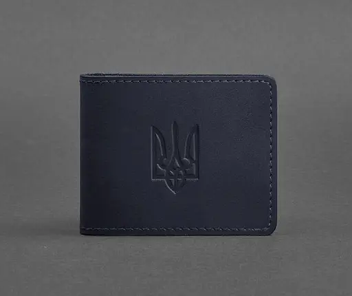 Кожаная обложка для удостоверения с гербом, синий Crazy Horse - фото 1