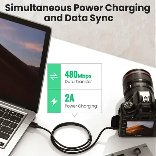 Перехідник UGREEN US132 USB 2.0 A Male to Mini 5 Pin Male Cable 1m (Black)(UGR-10355) - фото 5