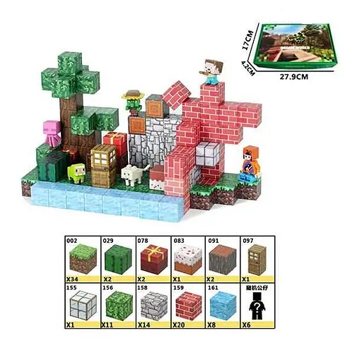Конструктор магнитный Minecraft, LZCK084, 97 элементов, фигурки героев
