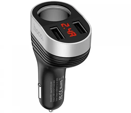 Адаптер автомобильный Hoco Regal with LCD Z29 2USB - фото 1
