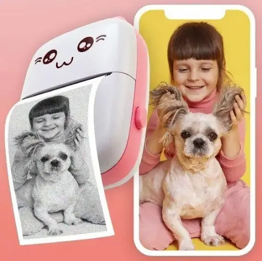 Принтер детский аккумуляторный A-plus Mini printer Cat Ears 8499 Bluetooth Розовый - фото 3