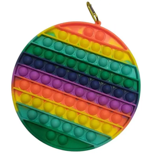 Сенсорна іграшка Pop it антистрес 20 см квадрат великий XXL круг райдужний різнокольоровий - фото 1
