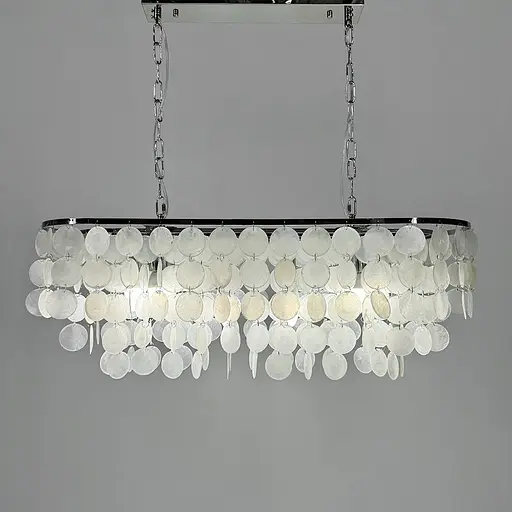 Удлиненная серебряная люстра ATHELIA с перламутровыми пластинами | Ст. 1537-800*300 СН | Line F - фото 6